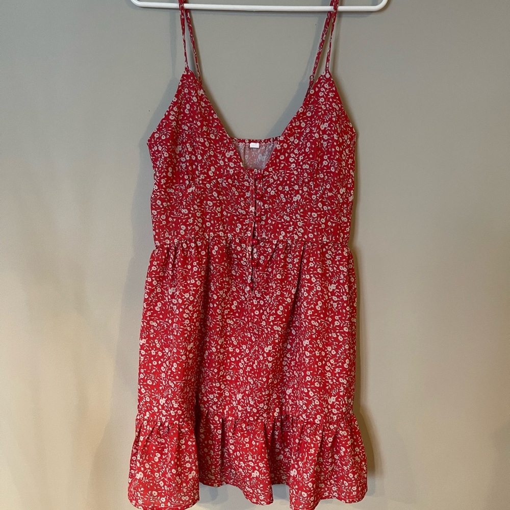 Red floral sundress